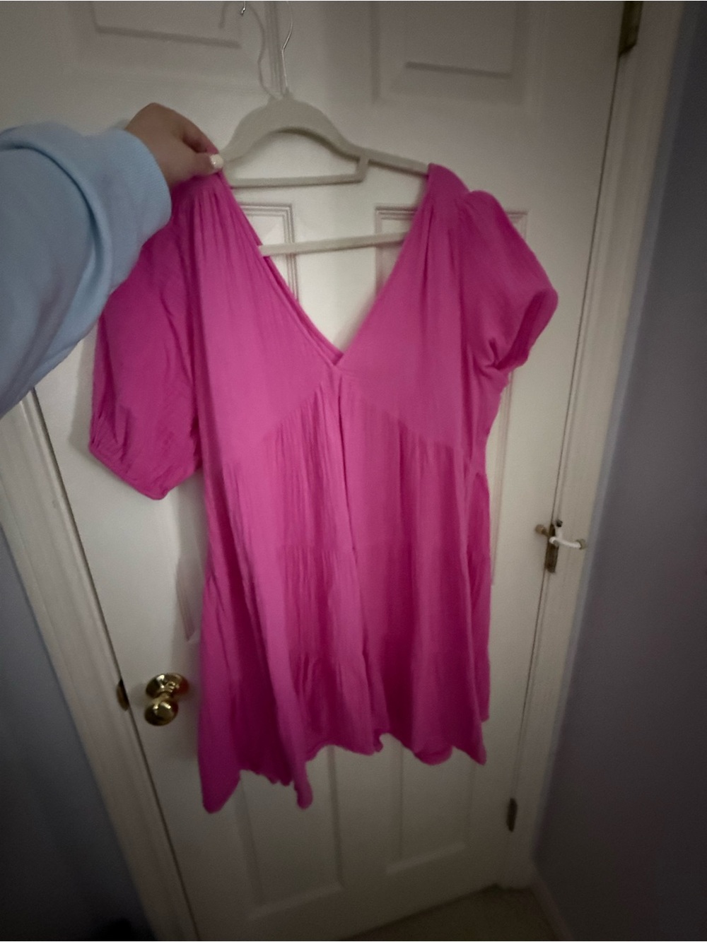 aerie Hot Pink V-Neck Short Sleeve Tunic